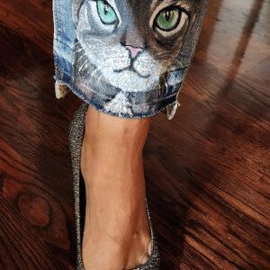 My Kitty Hand Painted Jeans