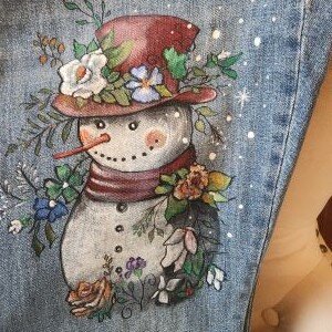 Snowman Hand Painted Jeans